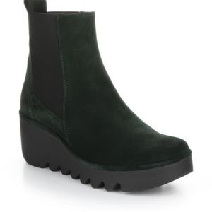 Fly Long Bagu Chelsea Boot in Green Forest Suede